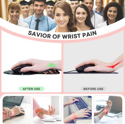 JIKIOU Mouse Pad, 2 Pack Ergonomic Mouse Pads with Comfortable Gel Wrist Rest Support and Smooth Cloth, Non-Slip PU Base for Easy Typing Pain Relief Durable and Easy to Clean Small Black