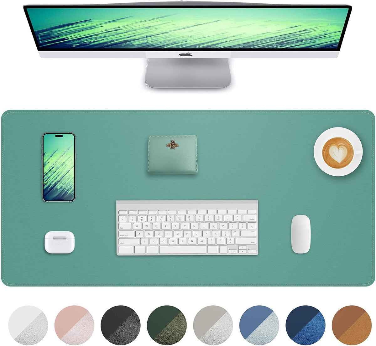 AFIING Large Desk Mat 55" x 24" - PU Leather Desk Pad Protector, Waterproof Non-Slip Extended Mouse Pad for Office Desk, Keyboard, Laptop and Home Workspace (Black)