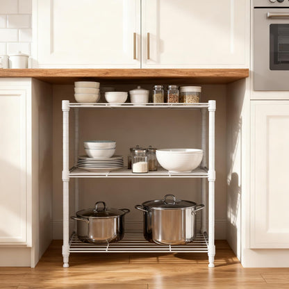 M MZG 450 lbs Steel Storage Shelving 3-Tier Utility Shelving Unit Steel Organizer Wire Rack for Home,Kitchen,Office (11.8" D x 17.7" W x 26.3" H) - Colors A