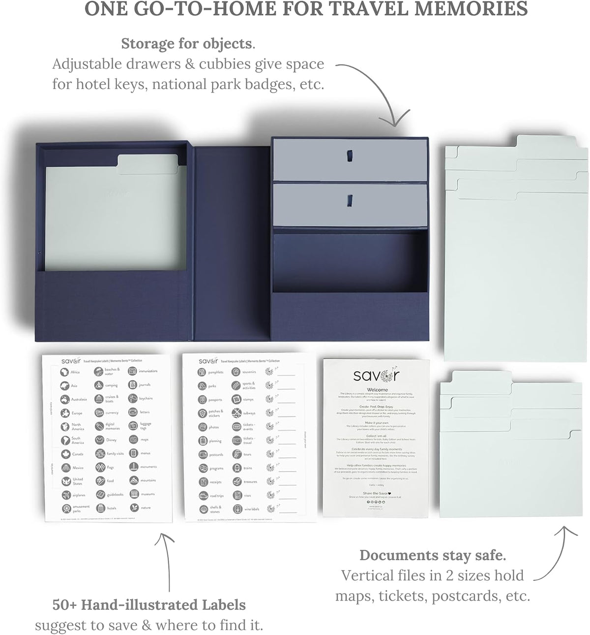 Savor | All-in-One Desk Organizer | Blue – Keep Desk, Office, and Home Organized All-in-One Storage System for Important Files, Documents, Stationery, and Office Supplies