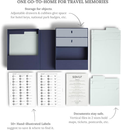 Savor | All-in-One Desk Organizer | Blue – Keep Desk, Office, and Home Organized All-in-One Storage System for Important Files, Documents, Stationery, and Office Supplies