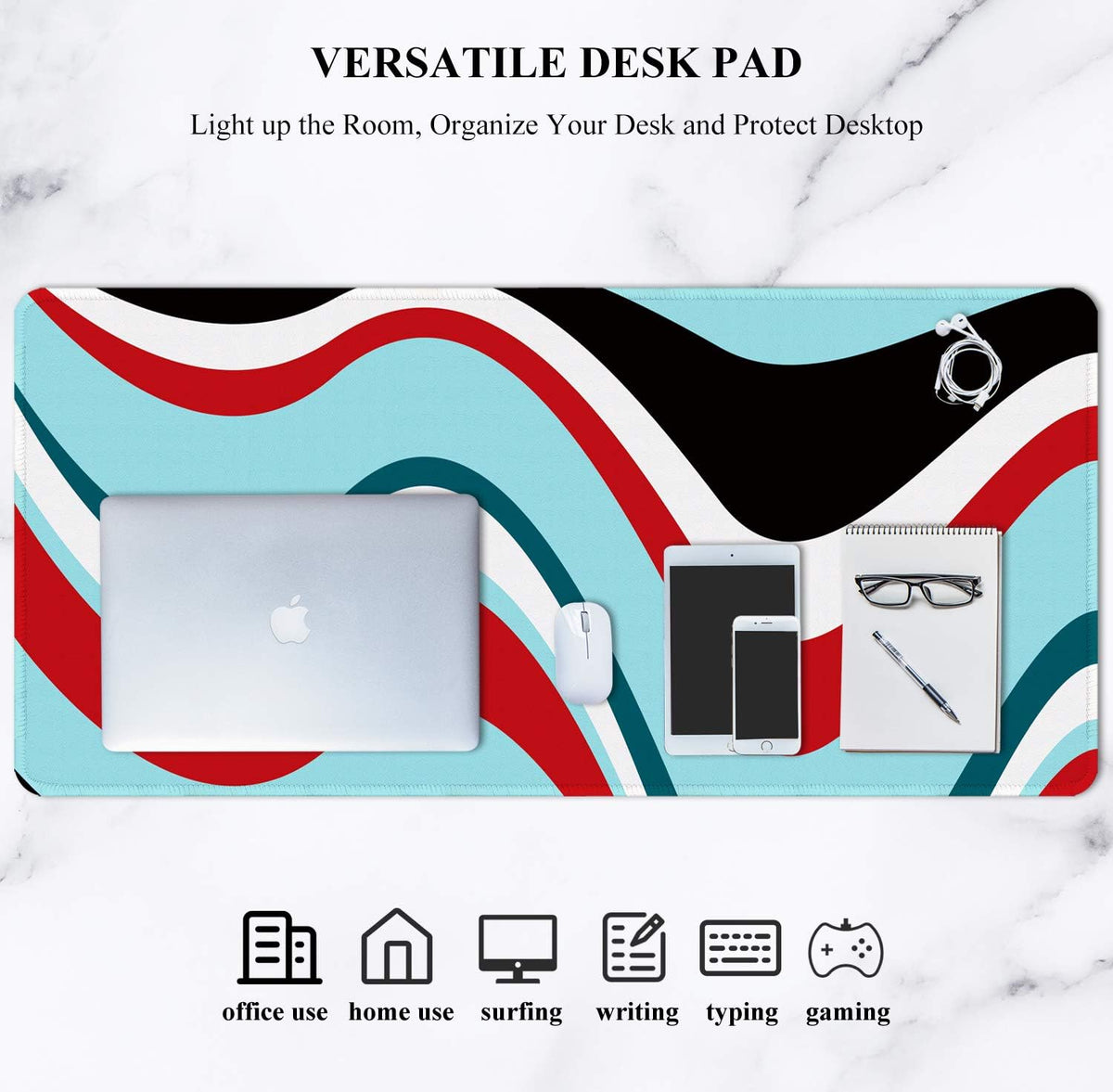Auhoahsil Desk Mat, Ultra Large Mouse Pad, XXL Gaming Mousepad, Green Tropical Leaves Deskpad, Big Extended Full Size Mouse Pad, Desktop Desk Matt for Keyboard, Laptop & Computer, 35.5 x 15.7 in - Colors B