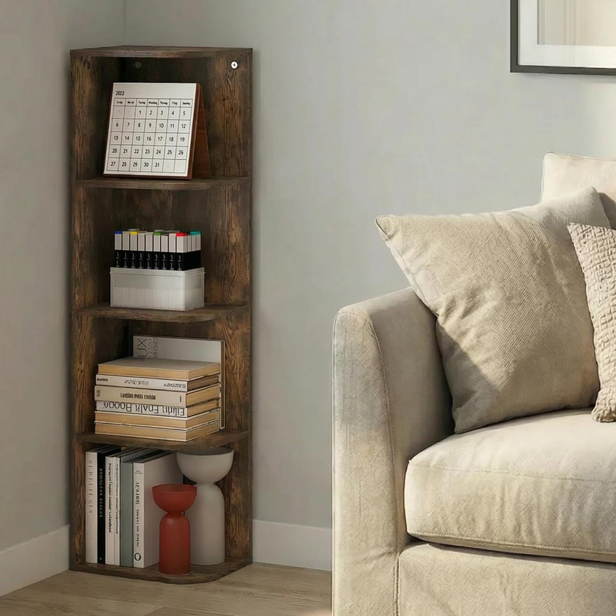 Furinno PASIR Book Shelf, 2-Tier Modern Bookshelf, Open Shelves Bookcase 9 x 12 x 21, Easy Assembly, for Living Room, Bedroom, Home Office, White