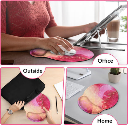 KONVINIT Ergonomic Mouse Pad with Wrist Rest, Small Mousepad with Non-Slip Rubber Base and Smooth Surface, Beach Mouse Pads for Desk, Office Desk Accessories