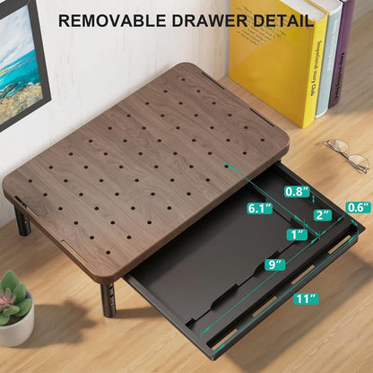 WALI Monitor Stand Riser with Drawer, Desk Organizers and Accessories for Computer, Printer, Laptop Stand for Home Office Supplies, (PTT005-B), 1 Pack, Black