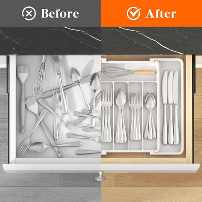 Expandable Silverware Drawer Organizer, Kitchen Utensil Tray