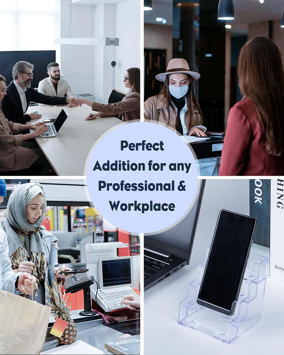 Uniclife Acrylic Business Card Holder for Desk 1 Slot Clear Business Card Display Stand for Men & Women Desktop Business Card Organizer Card Stand for Office Home Exhibition, 60 Card Capacity