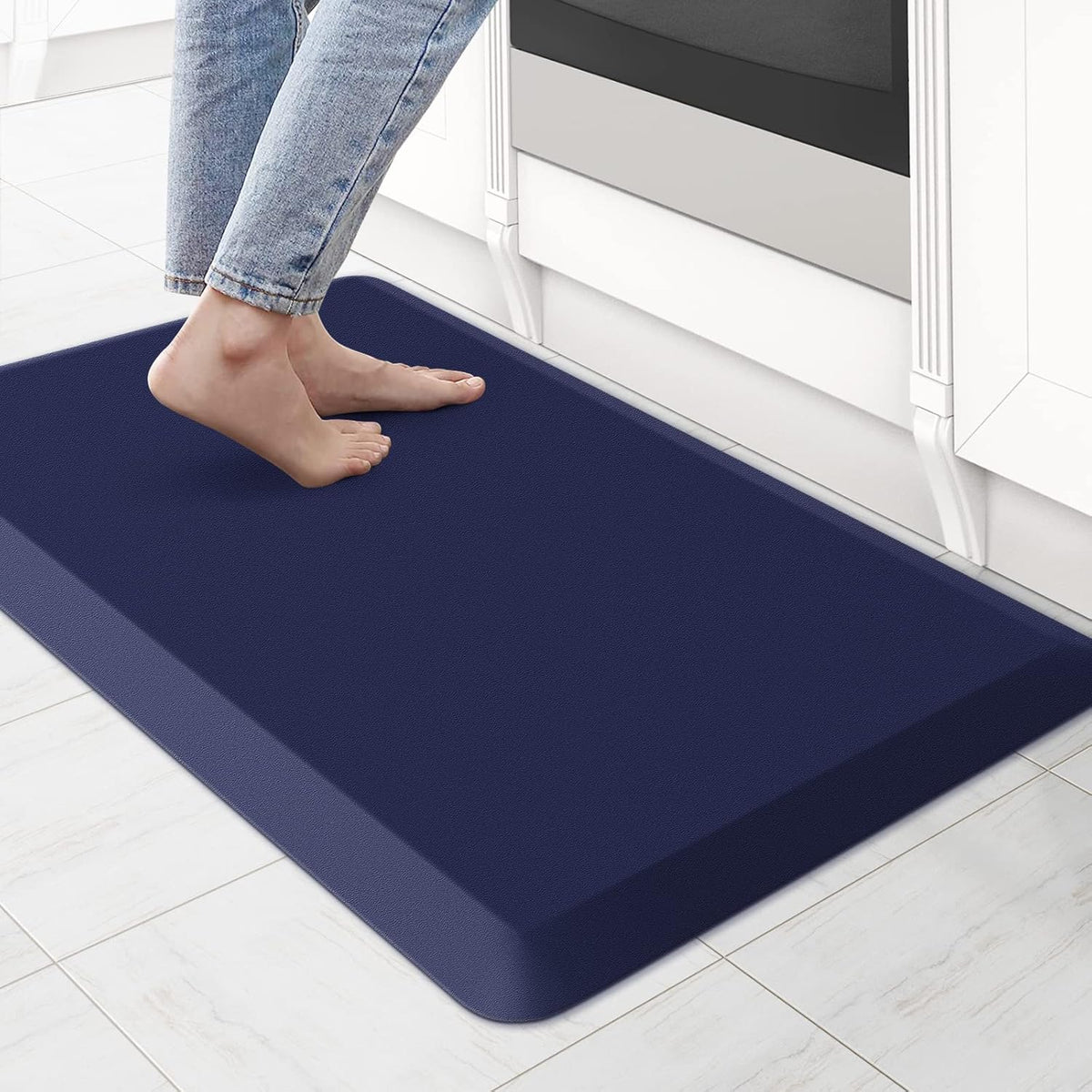 KitchenClouds Kitchen Mat Cushioned Anti Fatigue Rug 17.3"x28" Water Resistant, Non Slip, Standing and Comfort Desk/Floor Mats for House Sink Office (Black)