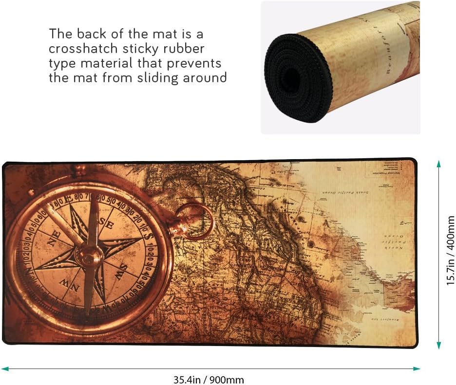 XXL Professional Large Mouse Pad & Computer Game Mouse Mat (35.4x15.7x0.1IN, Map) (90 * 40 Map)