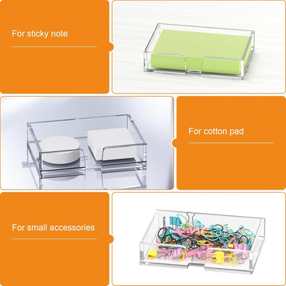 BEEGO Sticky Note Organizer - 4x6 in Crystal Clear Acrylic Notepad Holder & Dispenser for Dorm Room Office Desk Organization