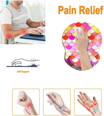 Wrist Support Mouse Pad Anti Slip Rubber Wrist Rest Mousepad 9in X 8in Small Desktop Notebook Mouse Mat for Working and Gaming (M-Pink Floral)