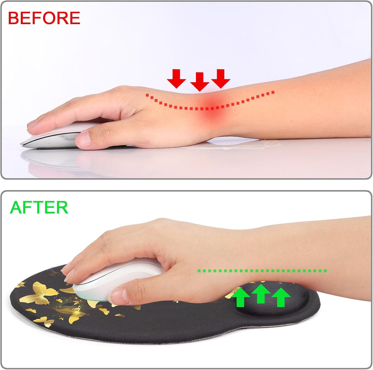 Ergonomic Mouse Pad with Wrist Support Rest,Large Mousepad Gel Wrist Rest, with Coaster Non-Slip & Pain Relief for Computer, Desk, Home&Office-Beach - Colors B