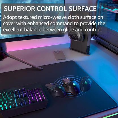 KTRIO Large Gaming Mouse Pad Desk Mat for Gamer, 31.5" x 11.8", Black, XL | Extended Size Design, Superior Micro-Weave Cloth, Non-Slip Rubber Base, Durable Stitched Edges, Water-Resistant Coating