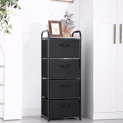Dresser Storage with 3 Drawers, Fabric Dresser Tower, Vertical Storage Unit for Bedroom, Closet, Office, Black
