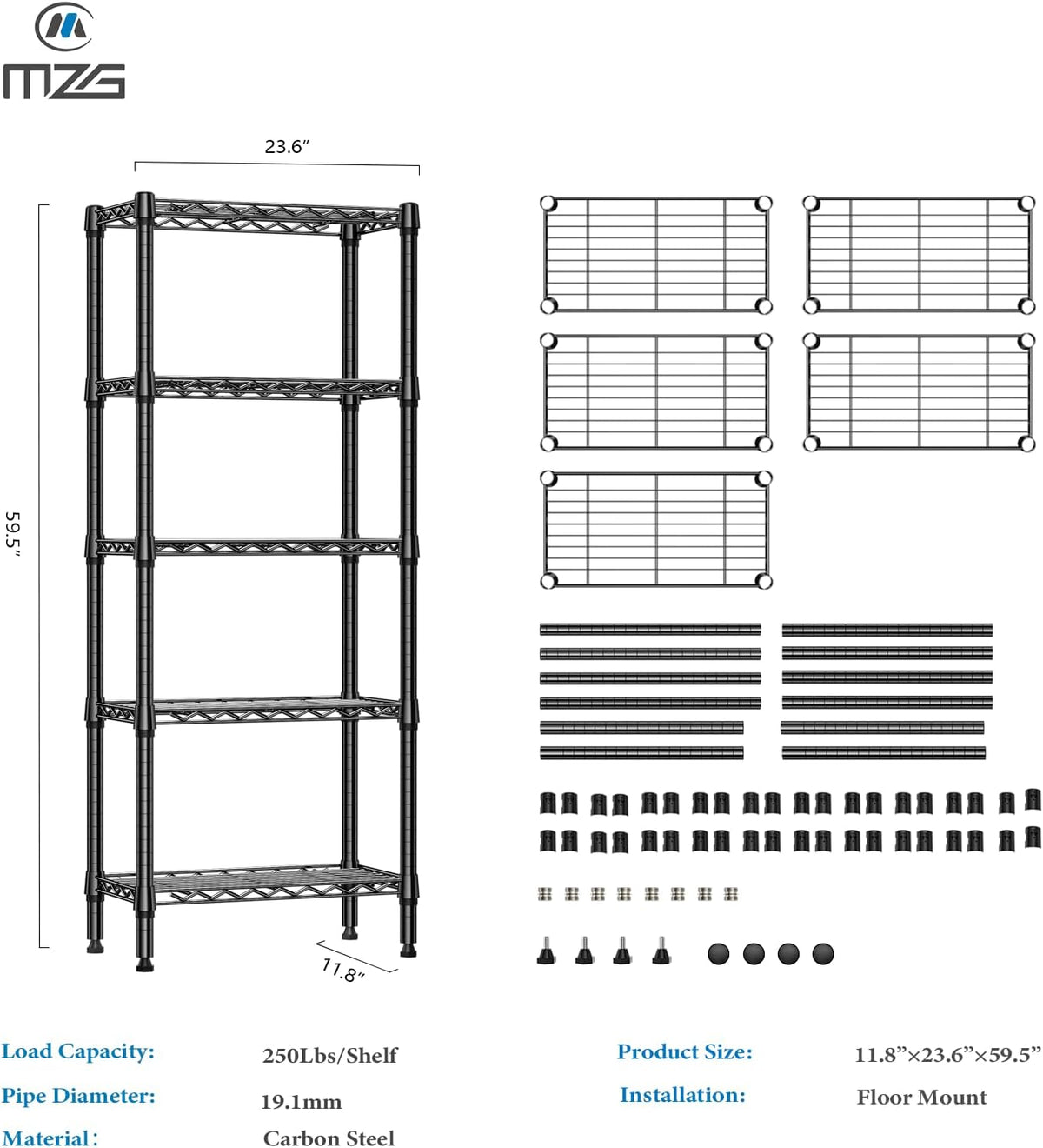 M MZG 450 lbs Steel Storage Shelving 3-Tier Utility Shelving Unit Steel Organizer Wire Rack for Home,Kitchen,Office (11.8" D x 17.7" W x 26.3" H) - Colors B