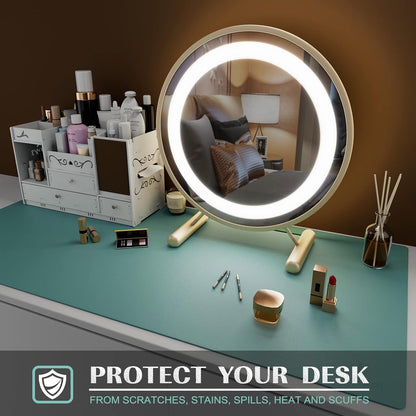 K KNODEL Large Office Leather Desk Mat, Mouse and Keyboard Pad, Computer and Laptop Mat, Desktop Protector and Cover, Writing Pad and Blotter (31.5"x15.7", Black)