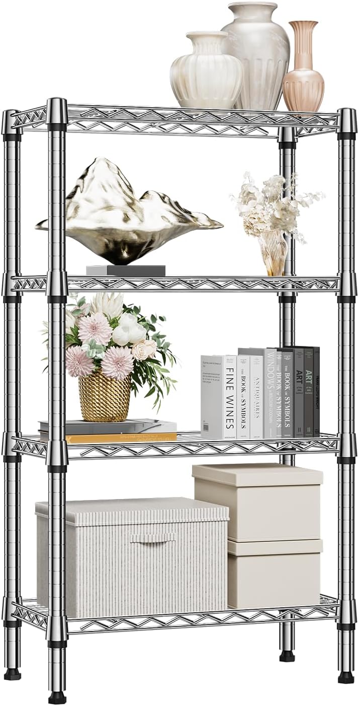 M MZG 450 lbs Steel Storage Shelving 3-Tier Utility Shelving Unit Steel Organizer Wire Rack for Home,Kitchen,Office (11.8" D x 17.7" W x 26.3" H) - Colors A