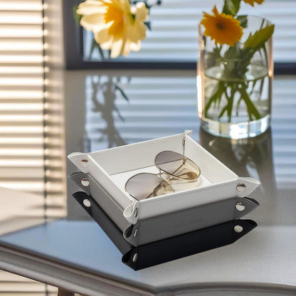 UnionBasic Small Valet Tray, Jewelry Tray for Rings Watches Earrings, Entryway Catchall Caddy for Coins Keys Change, Nightstand Bedside Valet Holder, Trays for Electronic Gadgets, Beige - Colors B