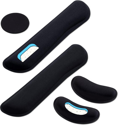 Leolee Elbow Rest Pads for Desk, Black Ergonomic Wrist Rest Arm Rest Pads | Memory Foam & Non-Slip Base, Armrest Cushion Support Pad Relieve Elbow and Wrist Pain for Computer, Office, 2 Packs