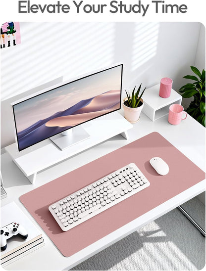 YSAGi Leather Desk Pad Protector, Office Desk Mat, Large Mouse Pad, Non-Slip PU Leather Desk Blotter, Waterproof Laptop Desk Writing Pad for Office and Home (23.6" x 13.8", Eggshell) - Colors A