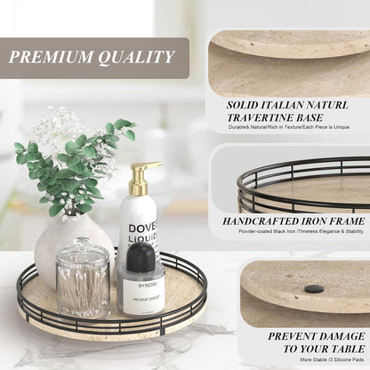 Farmhouse Oak 9" Lazy Susan Turntable Organizer for Cabinet, Round Wooden Lazy Susan Organization and Storage for Dining Table, Pantry, Kitchen, Countertop, Cupboard,Home Decor, Walnut Wood