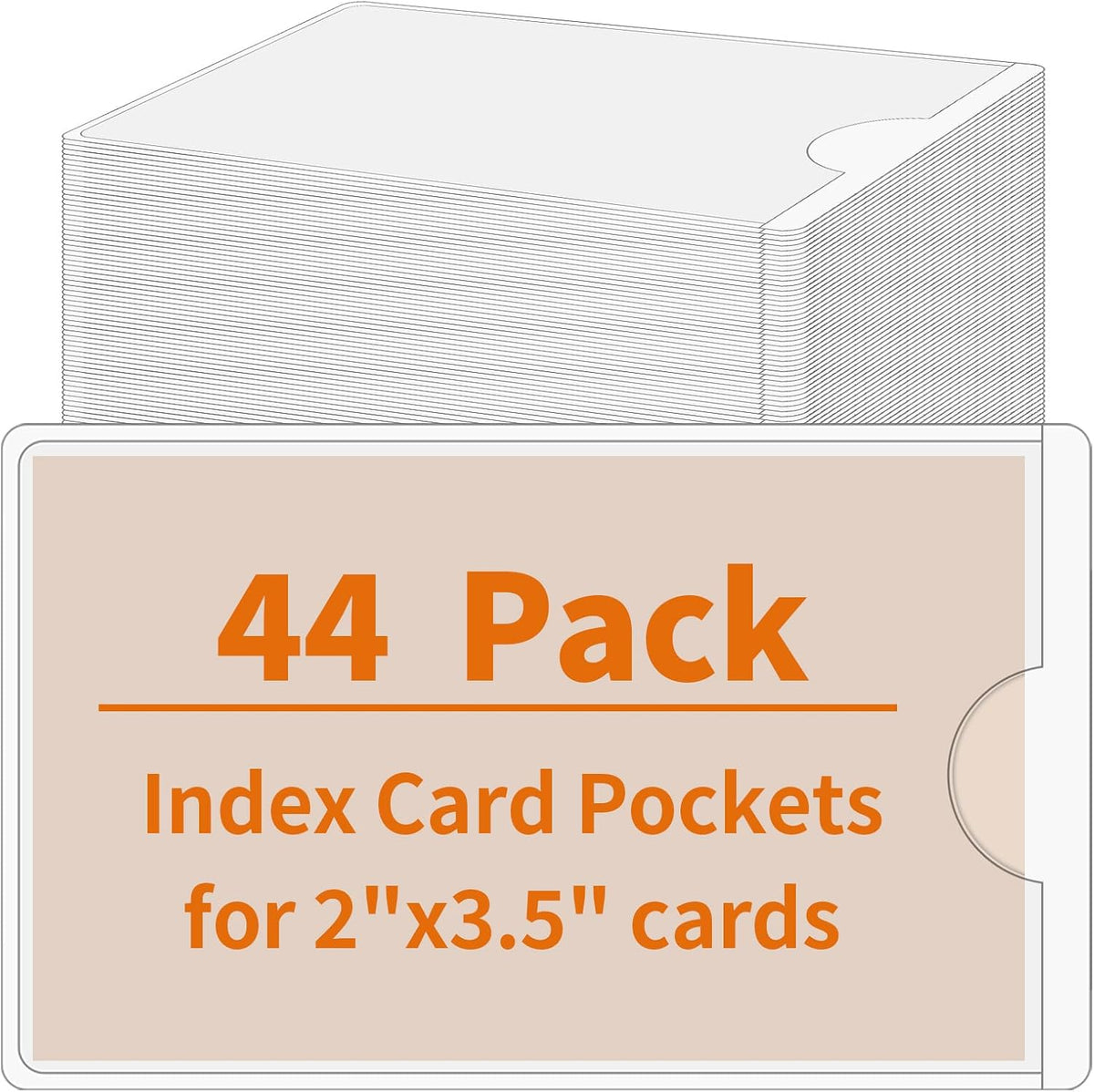 44 Pack Labels for Storage Bins, 3×5 Inches Index Card Holder Organizer, Clear Adhesive Pockets, Plastic Label Holders for Tote Library Card Bins Box Drawer Classroom Organization