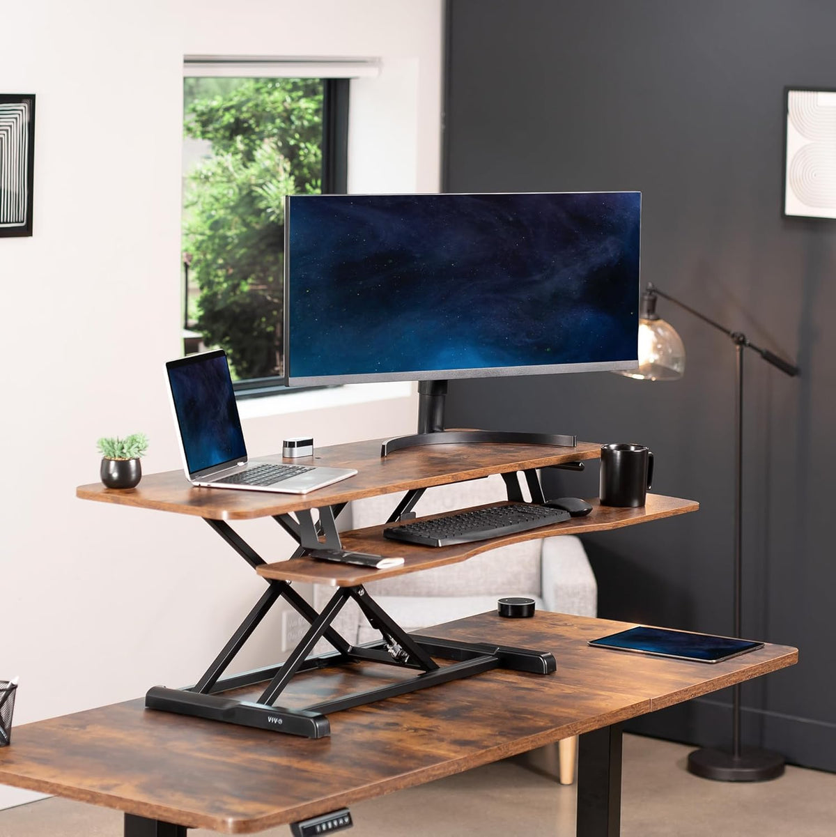 Black 32 in Standing Desk Converter, DESK-V000K