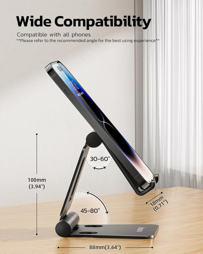 Nulaxy Dual Folding Cell Phone Stand, Fully Adjustable Foldable Desktop Phone Holder Cradle Dock Compatible with iPhone 17 16 15 14 13 12 11 Pro Max Xs Xr X 8, Nintendo Switch, All Phones - Purple