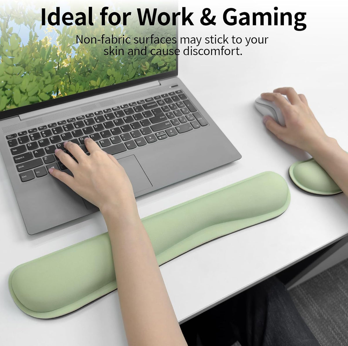 Bloss Leather Desk Pad and Keyboard Wrist Rest, Large Mouse Pad + Keyboard Pad+Mouse Wrist Support, Non-Slip Desk Mat Protector for Office, Home(31.5×15.7 Inches,Beige) - Colors A