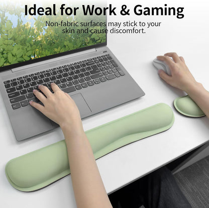 Bloss Leather Desk Pad and Keyboard Wrist Rest, Large Mouse Pad + Keyboard Pad+Mouse Wrist Support, Non-Slip Desk Mat Protector for Office, Home(31.5×15.7 Inches,Beige) - Colors A