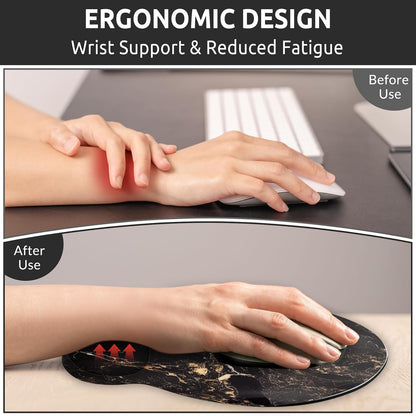 KONVINIT Ergonomic Mouse Pad with Wrist Rest, Small Mousepad with Non-Slip Rubber Base and Smooth Surface, Beach Mouse Pads for Desk, Office Desk Accessories