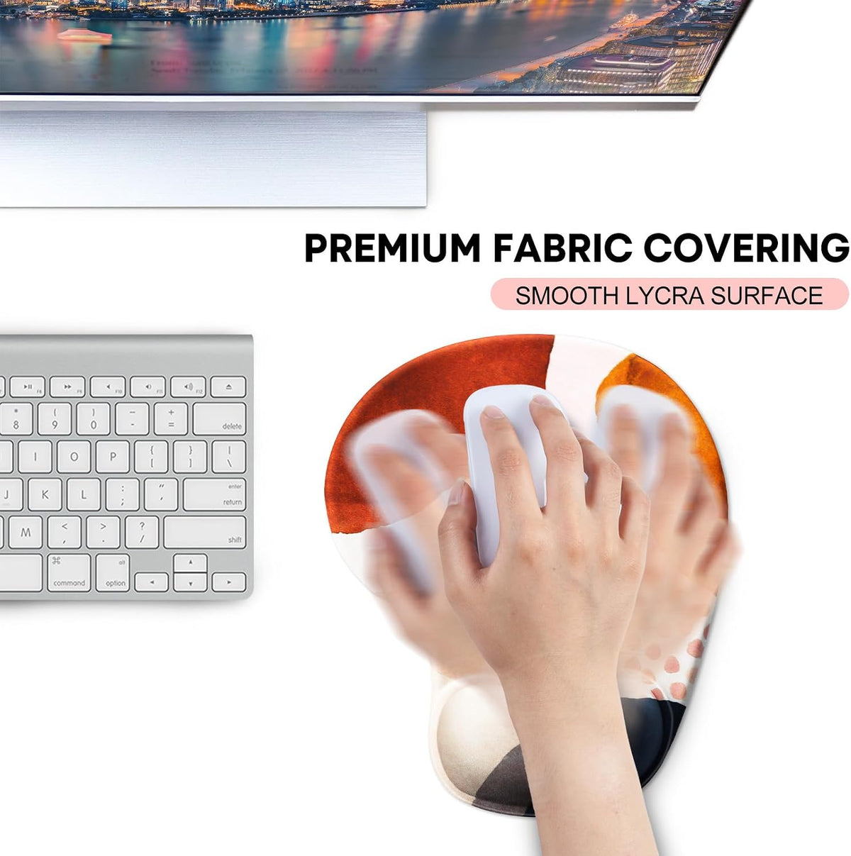 JIKIOU Mouse Pad, 2 Pack Ergonomic Mouse Pads with Comfortable Gel Wrist Rest Support and Smooth Cloth, Non-Slip PU Base for Easy Typing Pain Relief Durable and Easy to Clean Small Black