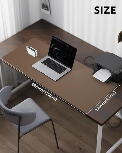 AFIING Large Desk Mat 55" x 24" - PU Leather Desk Pad Protector, Waterproof Non-Slip Extended Mouse Pad for Office Desk, Keyboard, Laptop and Home Workspace (Black)