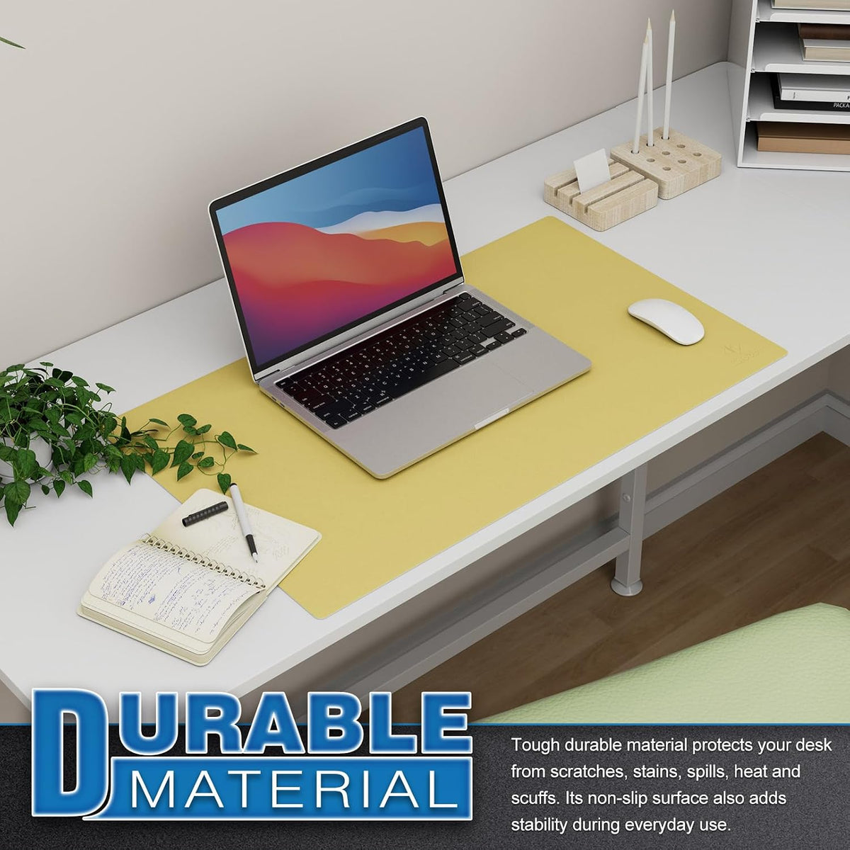 K KNODEL Large Office Leather Desk Mat, Mouse and Keyboard Pad, Computer and Laptop Mat, Desktop Protector and Cover, Writing Pad and Blotter (31.5"x15.7", Black)