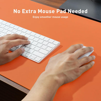 Aothia Leather Office Desk Pad Protector, Non-Slip PU Leather Desk Blotter, Waterproof Laptop Writing Mouse Pad for Office and Home, Black, 31.5" x 15.7" - Colors A