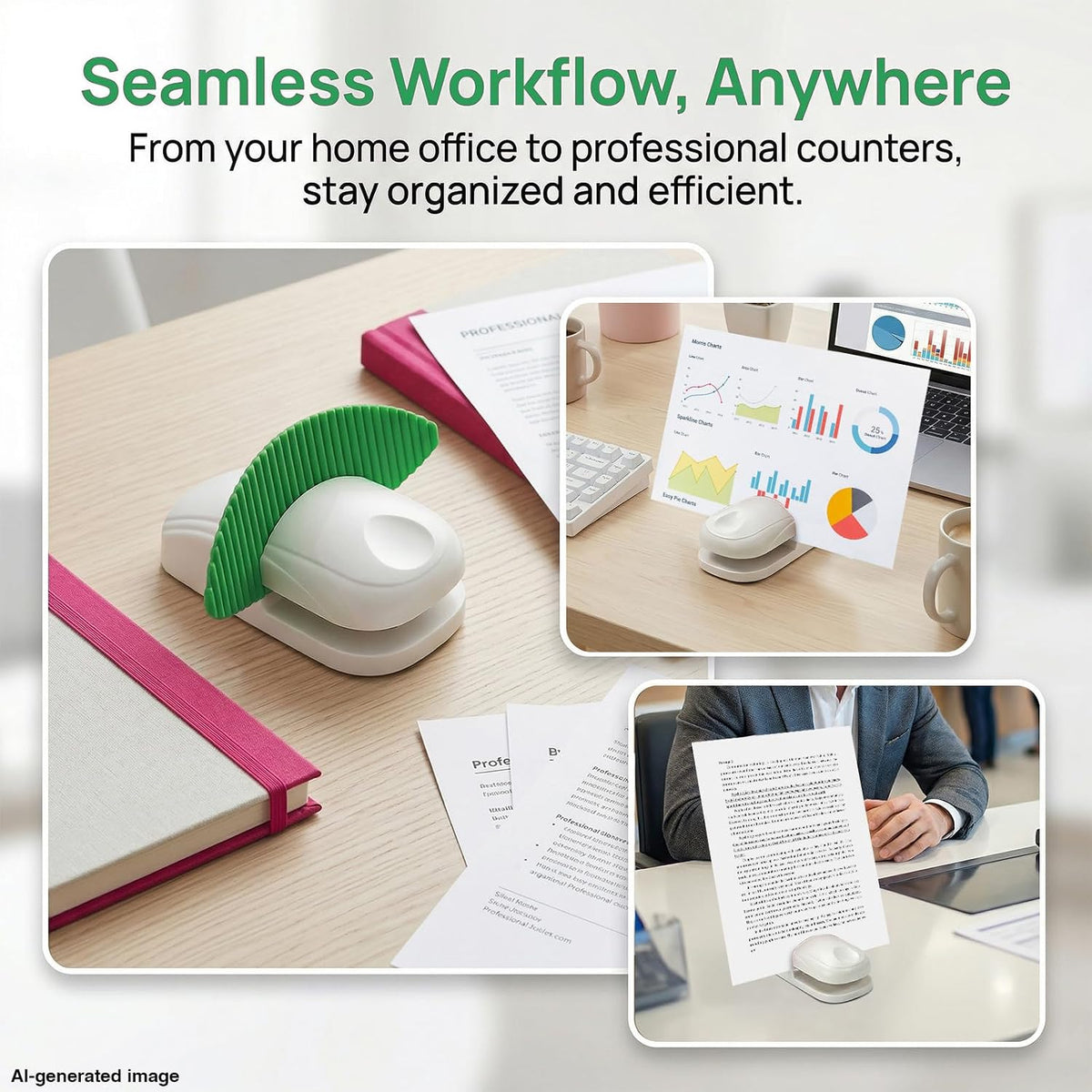Paper Holder for Typing, White Typing Stand Document Holder with Weighted Base and Clip, Compact Paper Stand for Desk When Typing, Copy Holder for Notes, Forms and Office Work
