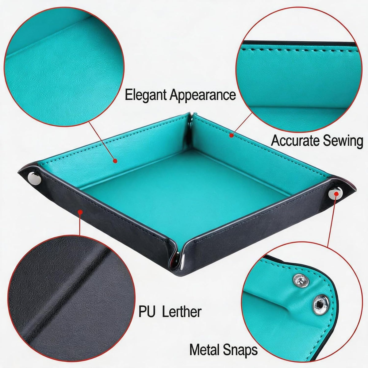 Valet Tray Desktop Storage Organizer – Vegan Leather Catchall Bedside Vanity Tray Nightstand Caddy Holder for Remote Controller, Watch, Keys, Phone, Wallet, Coin, Jewelry (Orange/Black)