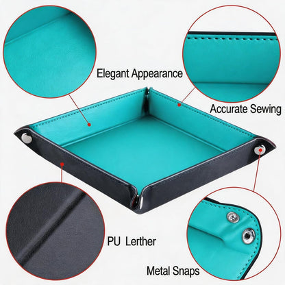Valet Tray Desktop Storage Organizer – Vegan Leather Catchall Bedside Vanity Tray Nightstand Caddy Holder for Remote Controller, Watch, Keys, Phone, Wallet, Coin, Jewelry (Orange/Black)