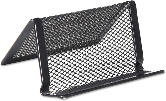 Universal Mesh Metal Business Card Holder, Holds 50 2.25 X 4 Cards, 3.78 X 3.38 X 2.13, Black