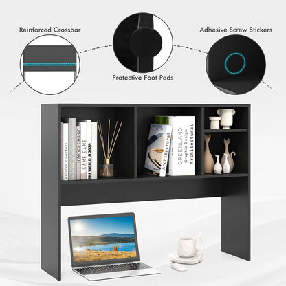 Desktop Bookshelf, Countertop Storage Hutch with 5 Shelves for Computer Desk, Desk 3-Tier Display Rack, Multipurpose Wood Desktop Hutch Storage Organizer for Dorm Office Home