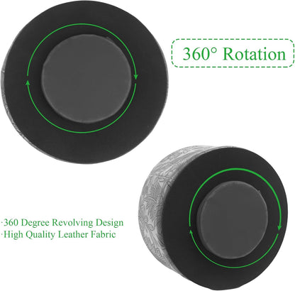Round Leather Art Supply Organizer,Remote Control Holder,360 Degree Rotating,Multi-Functional Pencil Holder,4 Compartments Desktop Stationary Organizer(1-Blue Bird) - Colors A