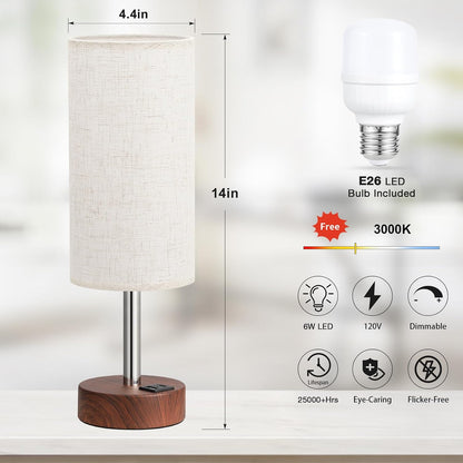 Dicoool Bedside Table Lamp for Bedroom - 3-Way Dimmable Touch Lamp, USB A+C