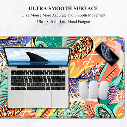 Auhoahsil Desk Mat, Ultra Large Mouse Pad, XXL Gaming Mousepad, Green Tropical Leaves Deskpad, Big Extended Full Size Mouse Pad, Desktop Desk Matt for Keyboard, Laptop & Computer, 35.5 x 15.7 in - Colors A