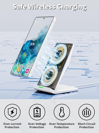 Wireless Charger Stand for Samsung,15W Max Wireless Charging Stand Desk Charging Station Android Desk Charger for Samsung S26/S25 Ultra/S24+/S23/S22/S21 FE,iPhone Air/17e/17 Pro Max/16 Pro/15/14/13/12