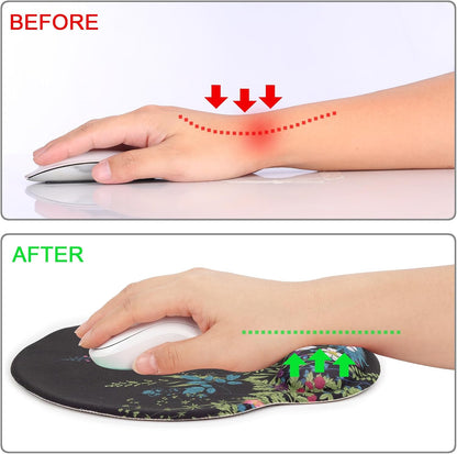 Ergonomic Mouse Pad with Wrist Support Rest,Large Mousepad Gel Wrist Rest, with Coaster Non-Slip & Pain Relief for Computer, Desk, Home&Office-Beach - Colors B