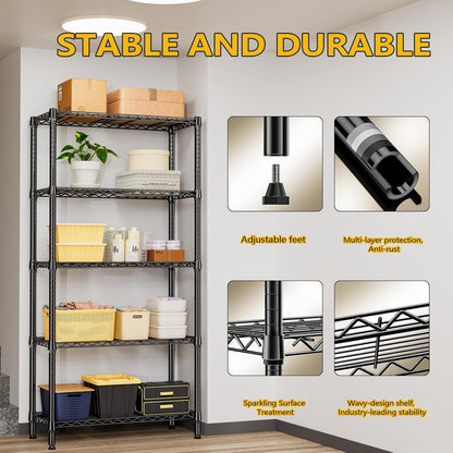 M MZG 450 lbs Steel Storage Shelving 3-Tier Utility Shelving Unit Steel Organizer Wire Rack for Home,Kitchen,Office (11.8" D x 17.7" W x 26.3" H) - Colors B