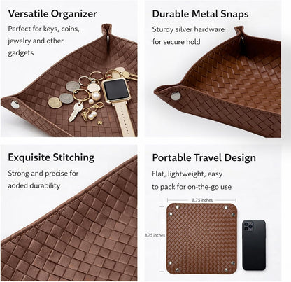 Small Valet Tray, Jewelry Tray for Rings Watches Earrings, Entryway Catchall Caddy for Coins Keys Change, Nightstand Bedside Valet Holder, Trays for Electronic Gadgets, Beige - Colors A