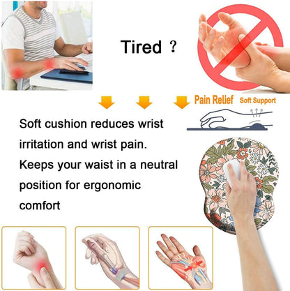 Wrist Support Mouse Pad Anti Slip Rubber Wrist Rest Mousepad 9in X 8in Small Desktop Notebook Mouse Mat for Working and Gaming (M-Pink Floral)