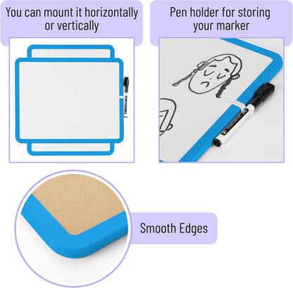 Dry Erase Board, 14” x 11”, White Frame