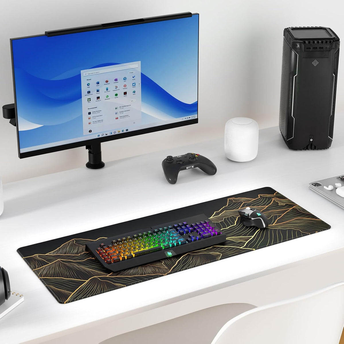 KTRIO Large Gaming Mouse Pad Desk Mat for Gamer, 31.5" x 11.8", Black, XL | Extended Size Design, Superior Micro-Weave Cloth, Non-Slip Rubber Base, Durable Stitched Edges, Water-Resistant Coating